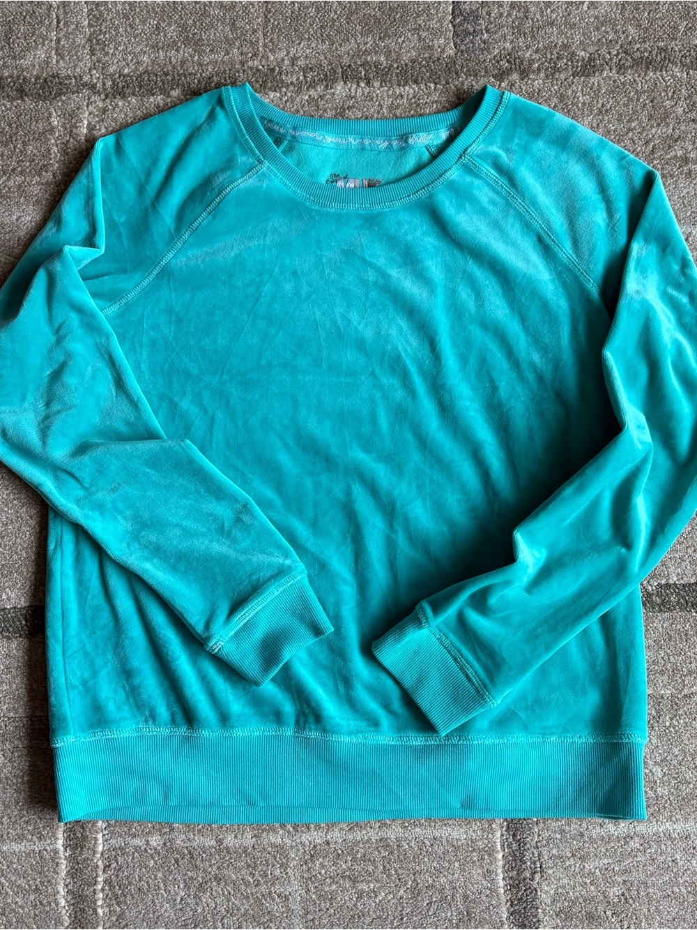 Muk Luks Super Soft Cozy Casual Velvet Velour Teal Sweatshirt Size Medium